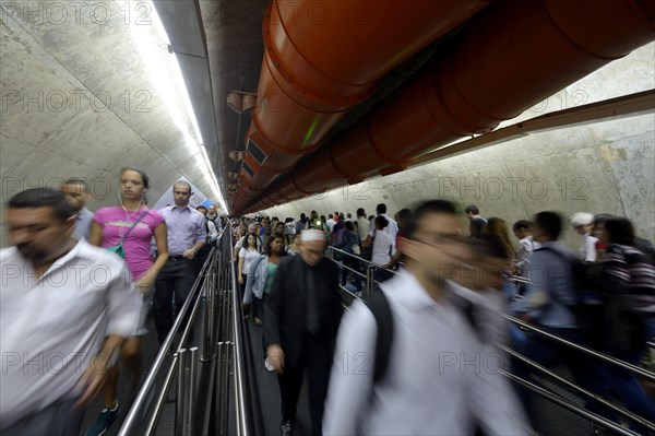 Pedestrian in a tunnel between two stations of the Metro