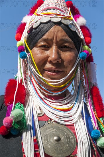 Traditionally dressed woman from the Akha people