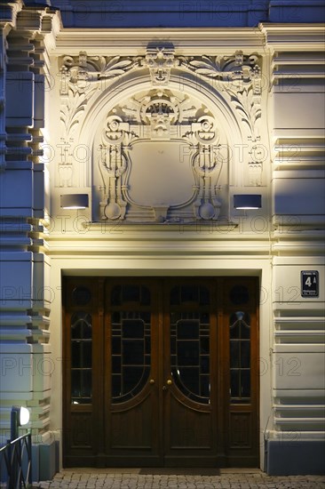 Art Nouveau entrance of the house Strelnieku iela 12