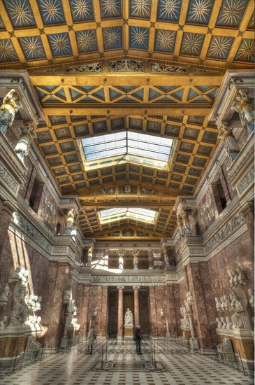 Walhalla Temple interior view to the loft with the caryatids and the busts