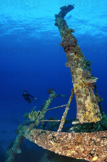 Freediver diving the Gianis D wreck