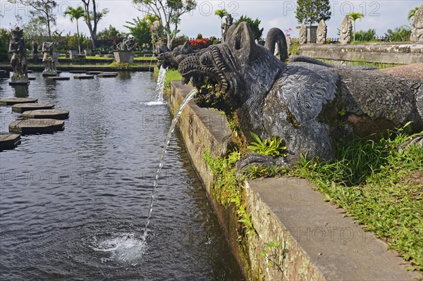 Fountains and water basins at the Tirta Gangga Water Temple