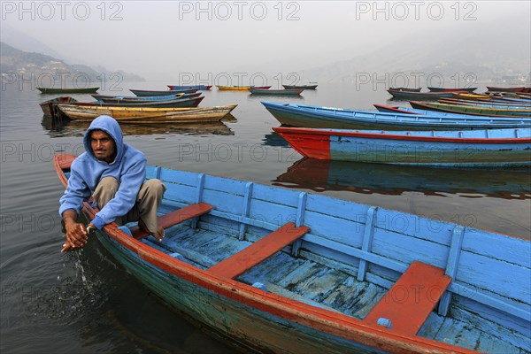 Colourful boats on Phewa Lake