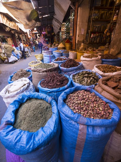 Bags of spices in the historic Medina