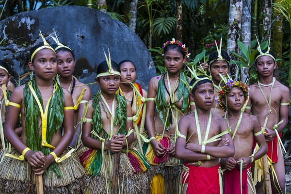 Traditionally dressed islanders