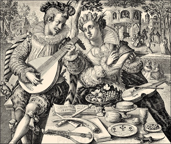 A pair of lovers making music