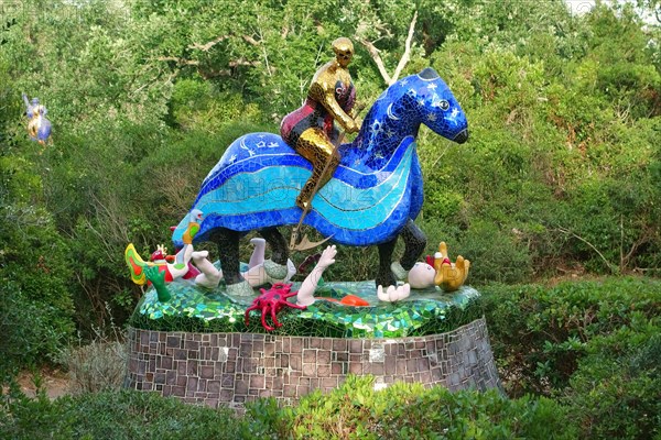 Colorful sculpture in the Giardino dei Tarocchi or Garden of the Tarot