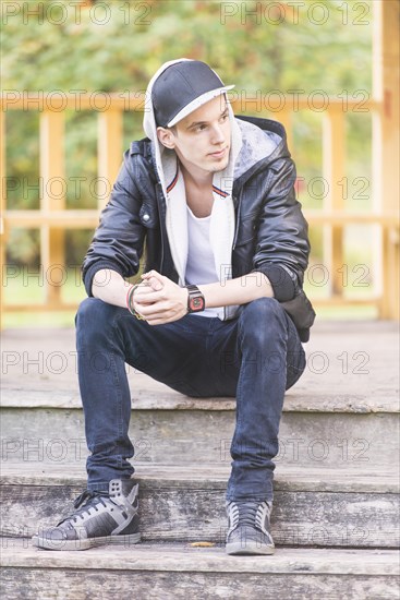 Young man wearing a leather jacket