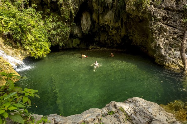 Mountain lake with green water