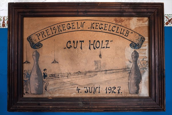 Old sign in the bowling alley of the former diamond town