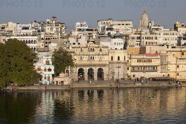 Gate Gangaur Ghat on Lake Pichola with historic centre