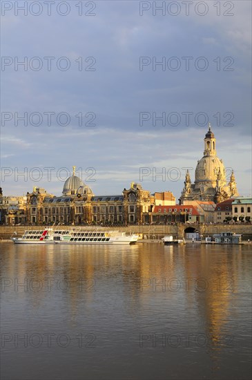 View across the Elbe River of the Dresden Academy of Fine Arts and Dresden Frauenkirche