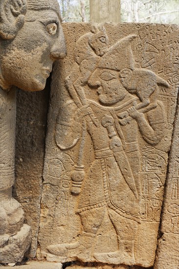 Relief and a sphinx on the north gate of the Hittite fortress of Karatepe