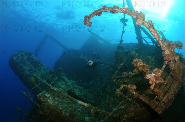 Freediver diving the Gianis D wreck