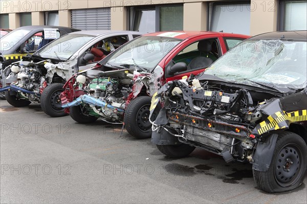 Passenger cars after the crash test