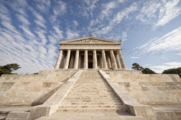 Walhalla memorialin the style of a Greek marble temple in Donaustauf