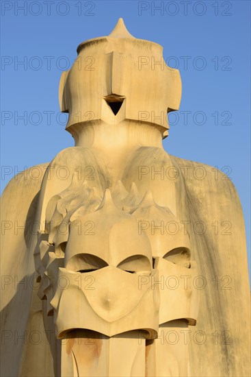 Sculpted ventilation shaft on the roof of Casa Mila