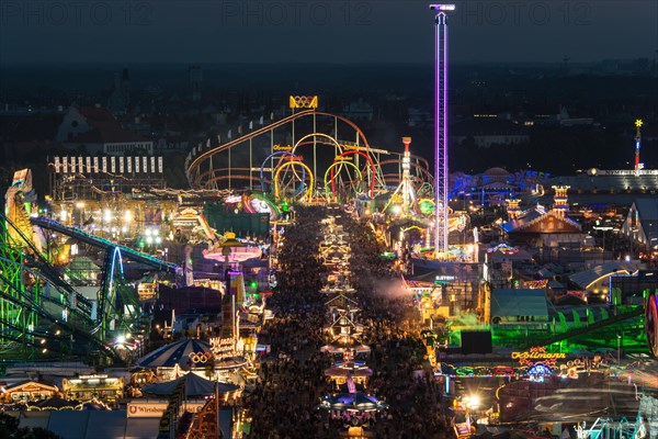 Rides on the fairground road with Olympia Looping