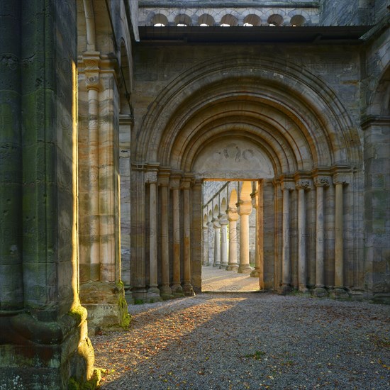 Ruins of the monastery church of Paulinzella in the morning light