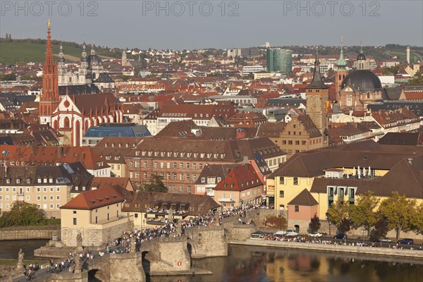 Overview of Wurzburg with the Old Main Bridge