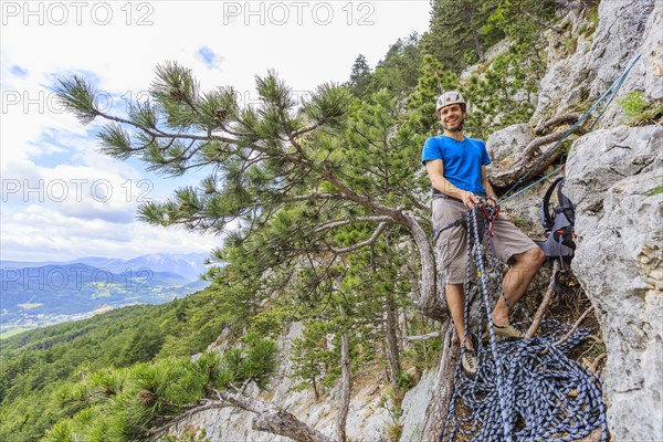 Climber on the Eichertsteig via ferrata