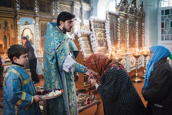 Morning mass during the Feast of Epiphany in the church of the Orthodox Old Believers