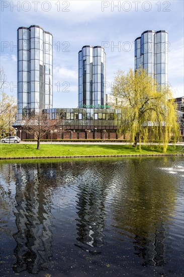 Mirrored glass towers