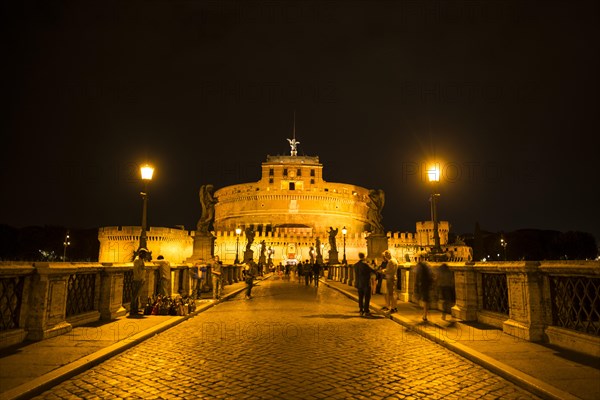 Ponte Sant'Angelo and Castel Sant'Angelo at night