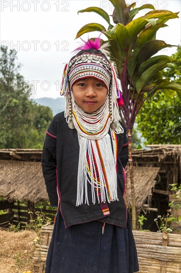 Traditionally dressed girl from the Akha people