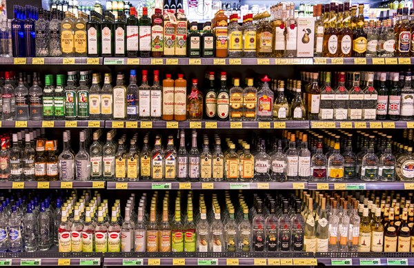 Shelf with various spirits