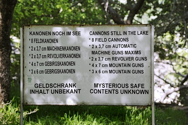 Sign on Otjikoto Lake in Tsumeb