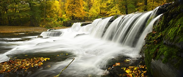 Waterfall of the Schwarza River in autumn