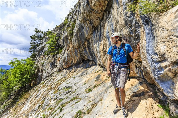 Climber on the Eichertsteig via ferrata
