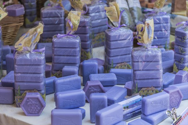 Lavender soaps on sale at a farmers' market in Provence