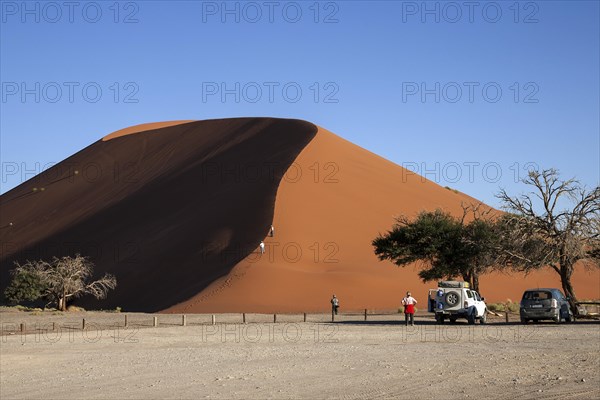 Parked vehicles in the parking lot in front of Dune 45