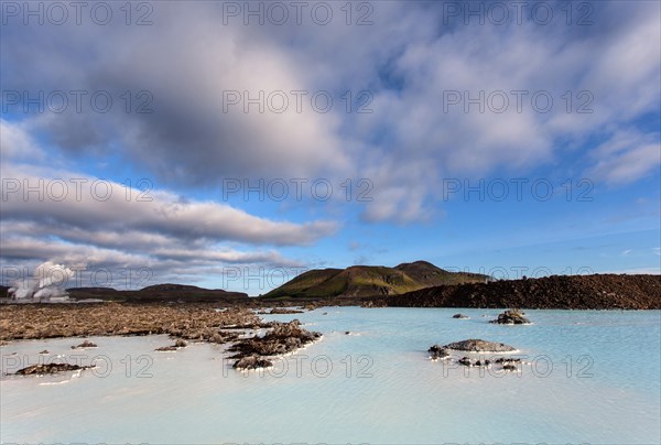 Blue Lagoon near Grindavik with the Svartsengi geothermal power plant