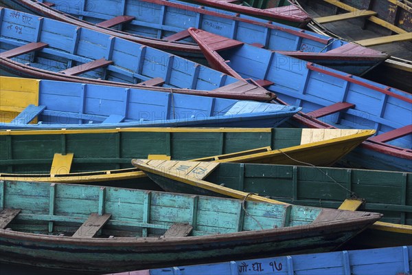 Colourful boats on Phewa Lake