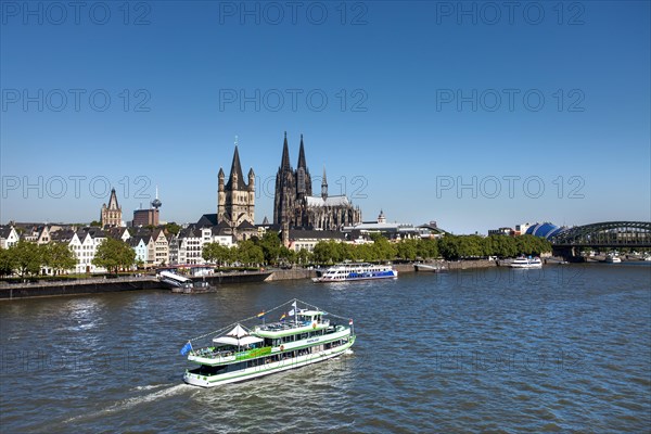 The Rhine with the historic centre and Cologne Cathedral