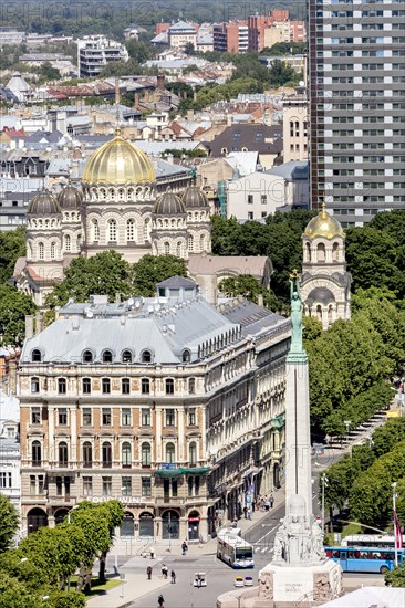 View from St. Peter's Church on the Freedom Monument with the Nativity Cathedral