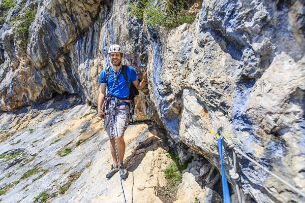 Climber on the Eichertsteig via ferrata