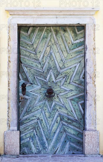 Old weathered wooden door