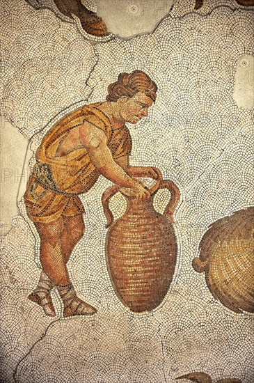 6th century Byzantine Roman mosaic of a man with an amphora