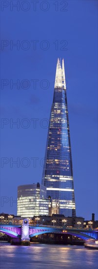 View over the River Thames on the The Shard skyscraper by architect Renzo Piano