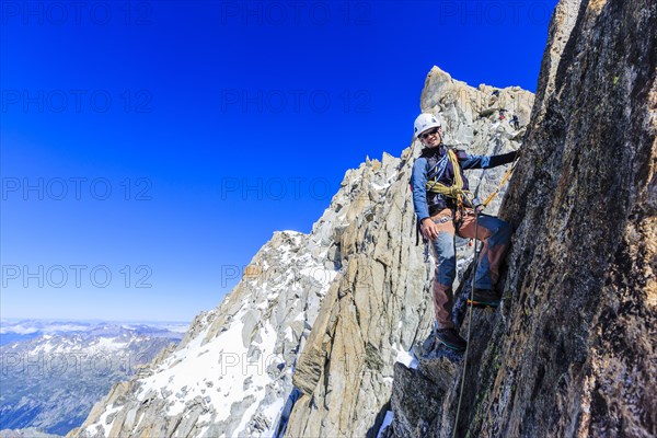 Mountaineer during the ascent of the southern summit of Aiguille du Tour