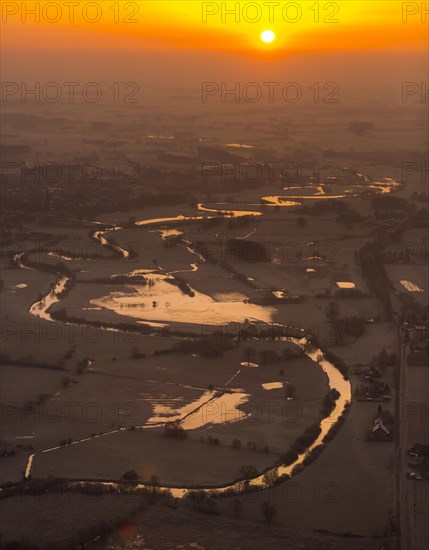 Lippe river bends in sunrise