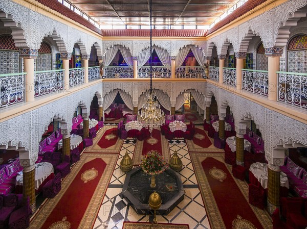 Courtyard and restaurant of a Riad