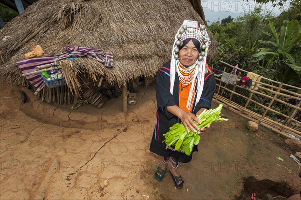 Traditionally dressed woman from the Akha people