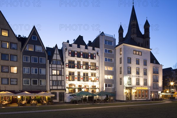Gabled houses along the Rhine in Cologne's historic centre