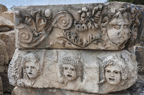 Reliefs on stone block from the Roman amphitheatre