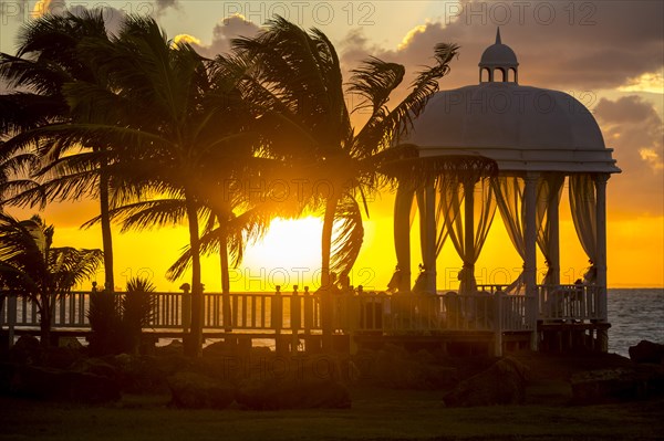 Wedding pavilion at Varadero beach with sunset in the Paradisus Varadero Resort & Spa hotel complex